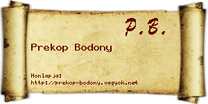 Prekop Bodony névjegykártya